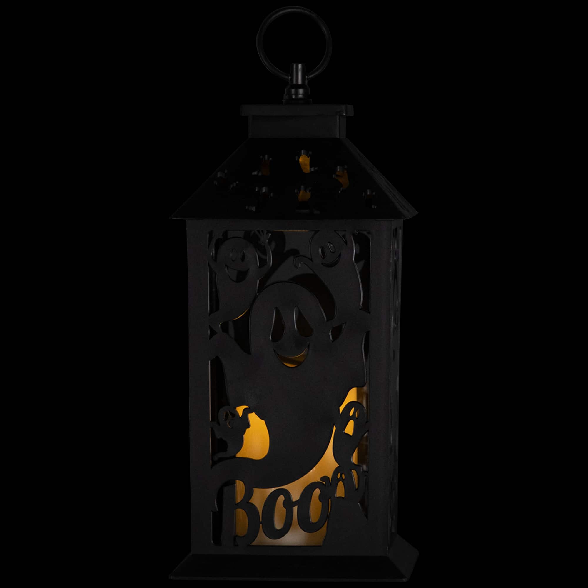 11" Black Ghosts Halloween LED Candle Lantern